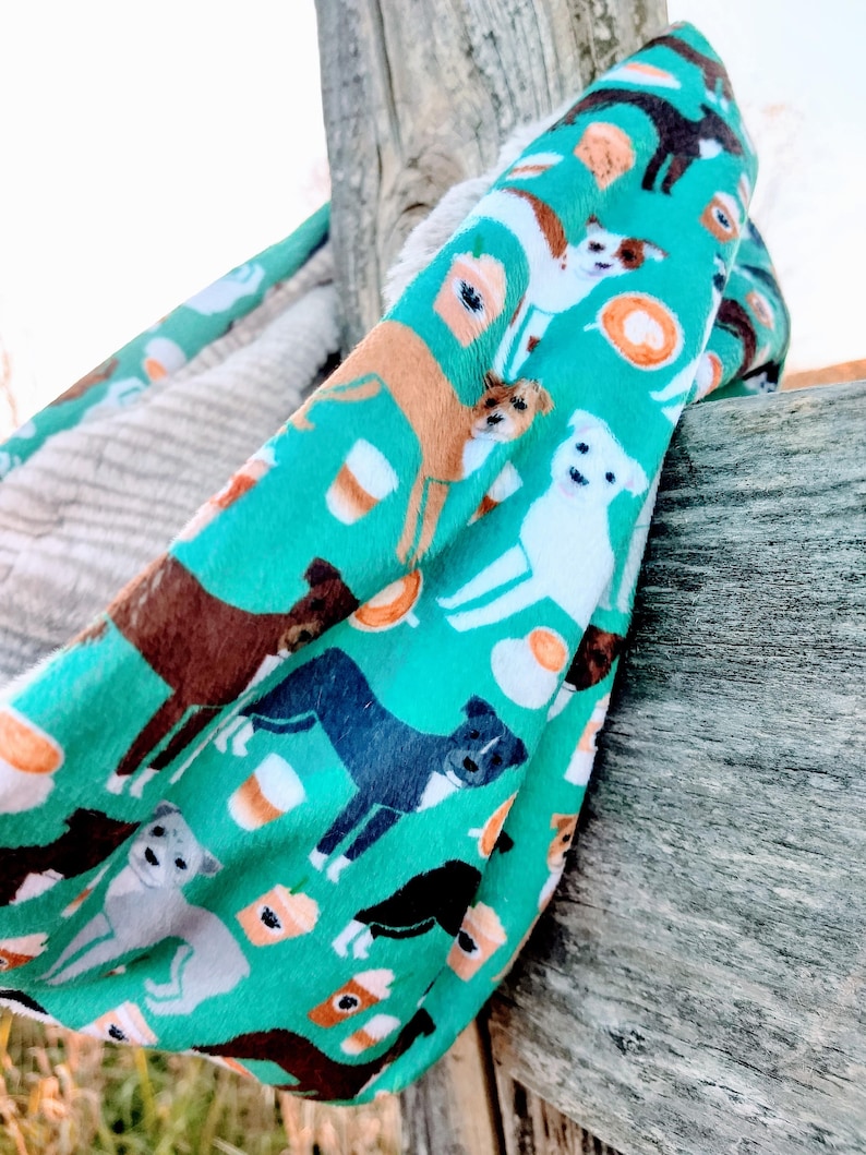 Custom Pitbulls & Coffee /Shannon Fabrics Luxe Cuddle Sandy image 0