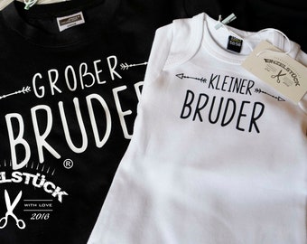 Großer und kleiner Bruder Geschwister Body und T-Shirt für Jungen Kurzarm oder Langarm. Auf Wunsch mit Namen(kostenlos)