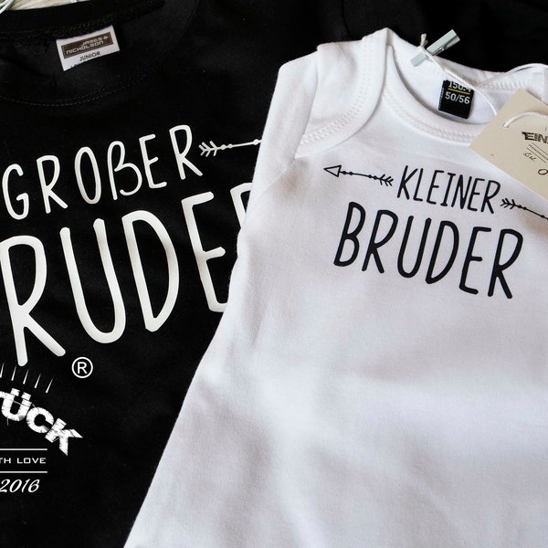 Großer und kleiner Bruder Geschwister Body und T-Shirt für Jungen Kurzarm oder Langarm. Auf Wunsch mit Namen(kostenlos)