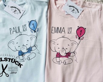 Cute Elephant T-Shirt for Boys and Girls for Birthday. We are happy to print the child's name free of charge!