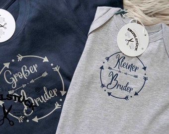 Big/Little Brother Bodysuit / T-Shirt for Siblings. Perfect gift for birth. Sweet outfit for photo shoot.With name (Free)