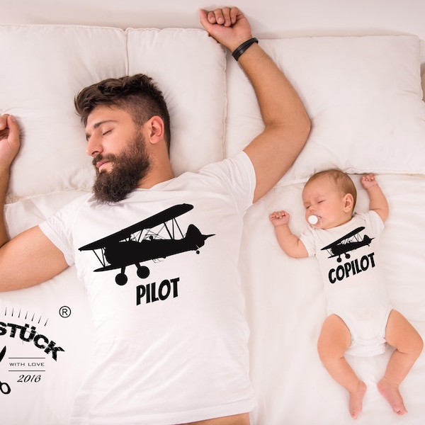 Liebevolles Papa-Kind-Set im Partnerlook. Perfektes Geschenk für alle Flieger zum Vatertag /Valentinstag oder zu Weihnachten.