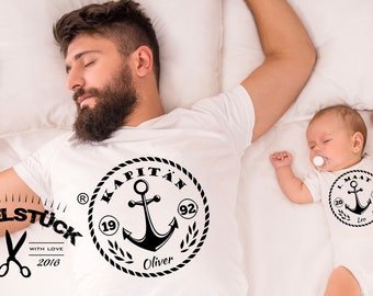 Loving dad-child set. Shirts or shirt and body. Perfect gift for all sailors for Father's Day/Valentine's Day or Christmas.