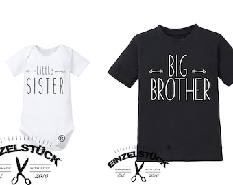Big Brother and Little Sister Sibling Set Bodysuit and T-Shirt for Girls and Boys Big Brother / Little Sister