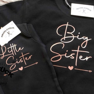 Big+little sister bodysuit or girls T-shirt for siblings. Perfect gift for birth. Cute outfit for the photo shoot. With names.