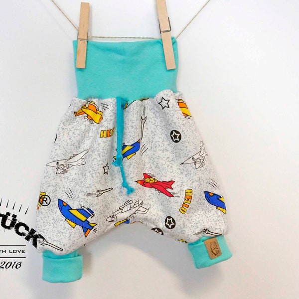 Cute colorful baby Pumphose (wax trousers). A unique gift for birth