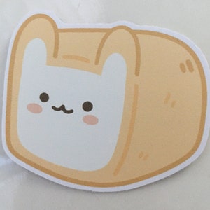 Autocollant découpé en vinyle de pain de lapin autocollant de miche mignon Kawaii café boulangerie pâtisseries pain doré cadeau pour elle cadeau de nouveauté pour lui ami chef