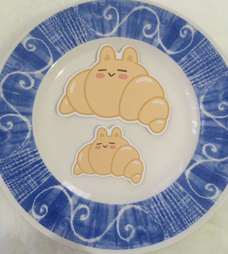 Croissant Rabbit Bunny Croissant Vinyl Sticker: Kawaii Rabbit Loaf Decal - Etsy