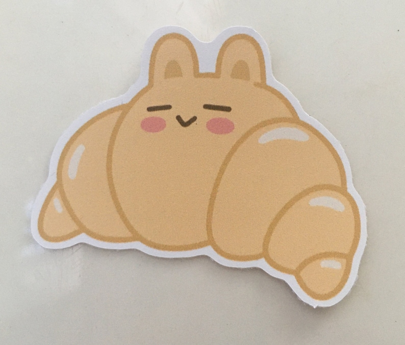Croissant Rabbit Bunny Croissant Vinyl Sticker: Kawaii Rabbit Loaf Decal - Etsy