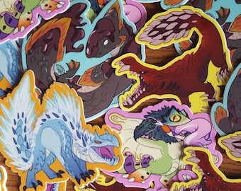 Monster Hunter World - Small Wyverns Matte Vinyl Sticker Art