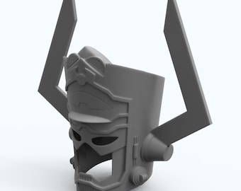Accesorio portátil impreso en 3D con casco de cómic de Galactus