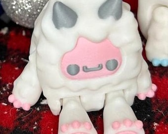 Yeti Figur 3D Gedruckt - Niedlicher abscheulicher Schneemann in Blau oder Pink - Sasquatch Gelenktier