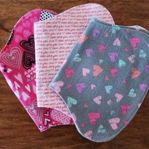 baybeelove burpie set: all the love. all the hearts. valentine&#39;s day baby gift. heart burp cloth set. sending love baby gift. hearts. love.