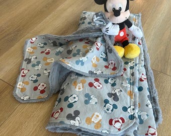 Mickey Mouse Luxery Faux Fur Baby Blanket and Mickey Lovey / security blanket / stuffed toy