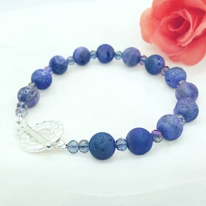 Blue Druzy Bracelet Set, Lavender Blue Druzy beads, Druzy Bracelet, Druzy Jewelry, druzy stone, gemstone  bracelet, druzy, stacking jewelry
