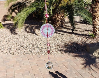 Suncatcher, Button Suncatcher, Crystal Prism Garden Décor, Hanging Prism, Light Catcher, Large Buttons, beaded suncatcher