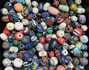 Ceramic beads- Replica African Beads - Handmade India Ceramic Beads - Colorful Premium Beads 10mm-25mm, Big Beads,  Premium Mixed Assortment