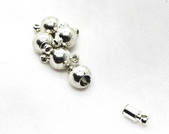 Silver Plated Magnetic clasps, Strong Strength, Magnetic closure for bracelets or necklaces, 8mm, hole, destash supply