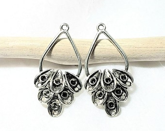 Jewelry Supplies - Large Peacock  Chandelier Pendant - Earring Findings - jewelry supplies - peacock charm -