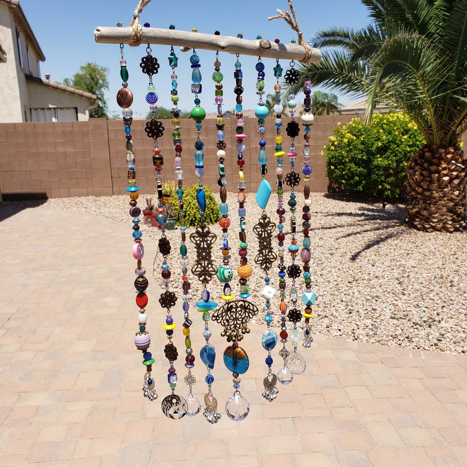 Hanging Beads Suncatcher, Beaded Sun Catcher, Black Willow Branch