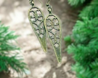 Antique Brass Filigree Earrings, Boho Teardrop Dangle Earrings, Vintage Inspired Jewelry, Bohemian Drop Earrings for Women, Gift for Her
