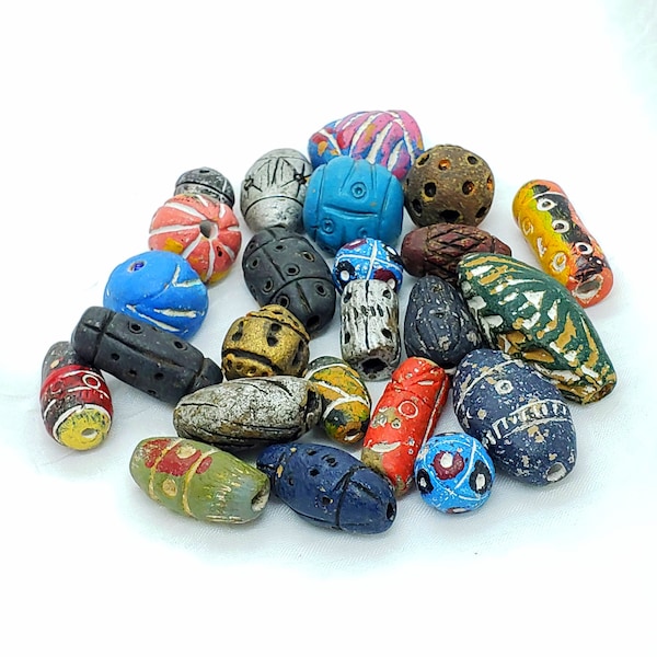 Colorful Terracotta Beads - Colorful Clay Beads 8mm-25mm Clay Beads, Big Beads, Mixed Terra Cotta Beads, Boho Clay Beads, 50 Qty  on strand