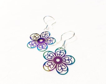 Flower Earrings, Rainbow