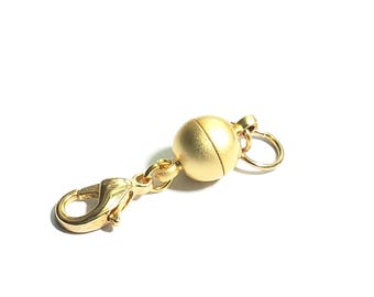 Brushed Gold Magnetic Clasp: Necklace & Bracelet Extender, 8mm