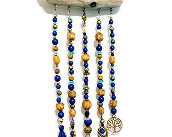 Pretty in Blue Windchime, Blue and Gold Windchime, Mini Suncatcher, Window Décor, Light Catcher, Personal Suncatcher,