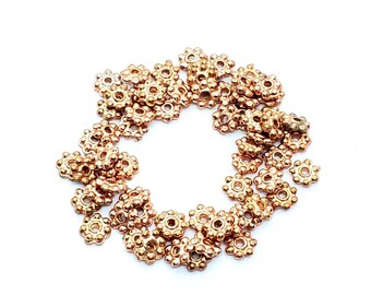 Copper Daisy, 4mm daisy, spacer beads, vintage components, copper accent disc, daisy spacer, copper bead