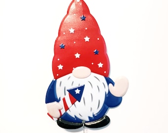 Garden Gnome Windchime, Americana Gnome decor, Patio Garden, Outdoor Garden décor, Gift For Her, Gnomes Lover Gift, Happy 4th of July gnomes
