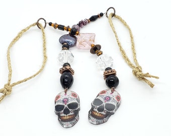 Car Charm, Día De Los Muertos, Car Accessories Rear View Mirror Car Charm, Skull Car Charm, Skull Car Accessory, Skull for your Car