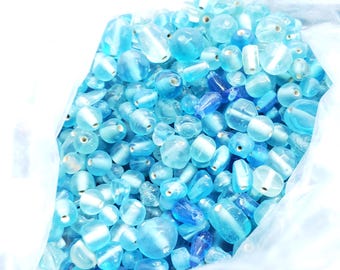 Mixed Glass Beads – Turquoise Color, DIY Craft Supplies (2oz/4oz) Bulk Beads