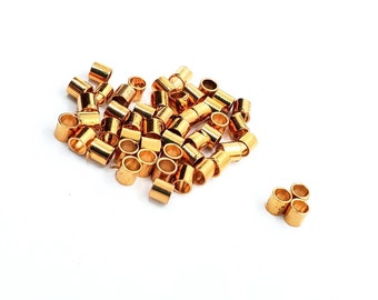 Copper Crimp Beads, 3mm, crimps for jewelry, crimp beads, copper spacers, 3mm crimp, large hole tubes