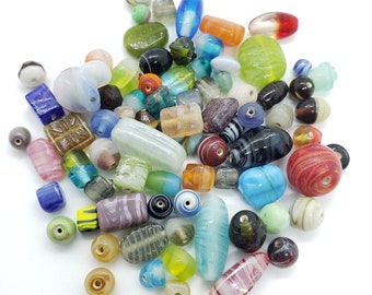Lampwork Glass Beads - Mixed Premium Glass Beads 5mm-25mm, 2oz  and 4oz Supply Bags, Quality Bulk bags, 2-3mm hole, bead DIY crafts