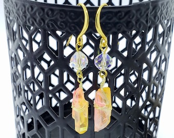 Crystal Point Earrings, Genuine Swarovski crystals, Gift for Her | birthday gift jewelry, crystal point jewelry | sunset crystal drop