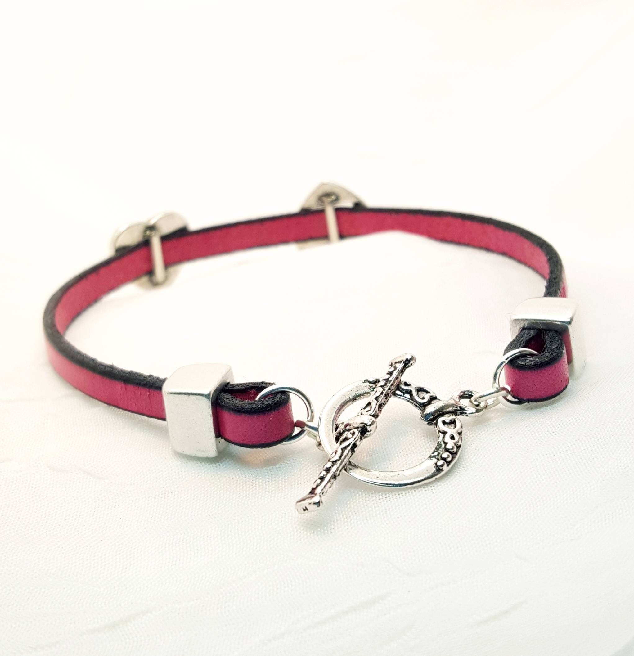 Leather Heart Bracelet Pretty Pink European Leather Bracelet - Etsy