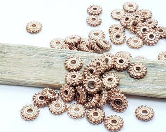 Copper Daisy, 6mm daisy, spacer beads, vintage components, copper accent disc, daisy spacer, copper bead