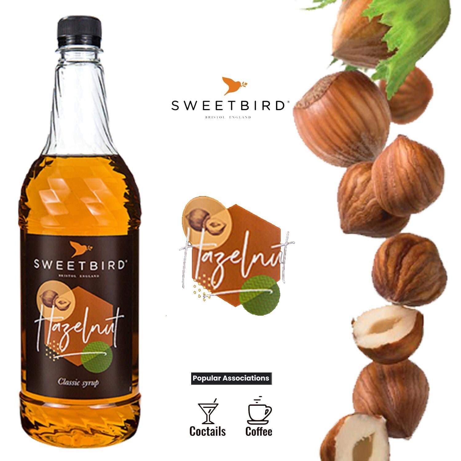 Sweetbird Hazelnut Syrup 1 Lte Sweet Taste and Nutty Aroma Vegan Syrup