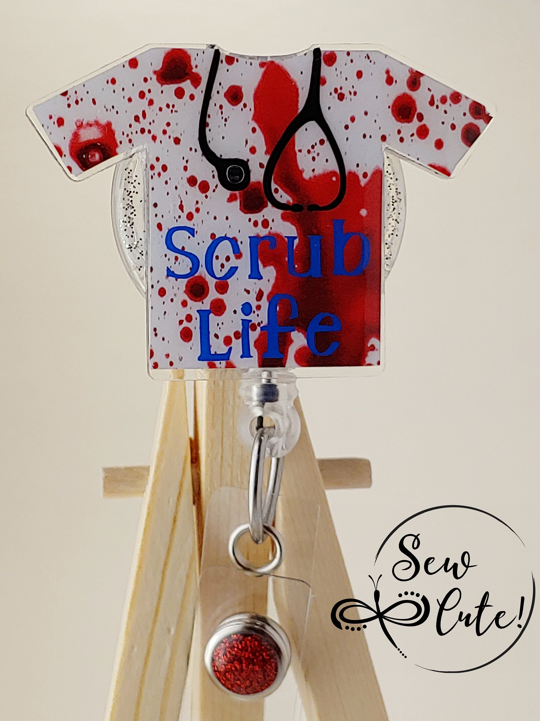 Scrub Life badge reel/Bloodspatter scrubs/Nurse badge Etsy España