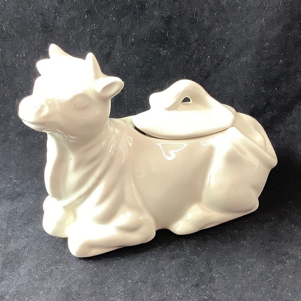 Cutest Porcelain Cow Country Kitchen Bovine Bessie /Elinor/ Elsie/ The Cow ~ Sugar Bowl /Stash Cow