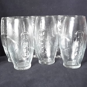 GAME DAY Glassware~ Are We Ready For Some Football? Six Large Football Shaped Beverage Glasses ~Vintage Textured Glassware Drinkware 20 Oz