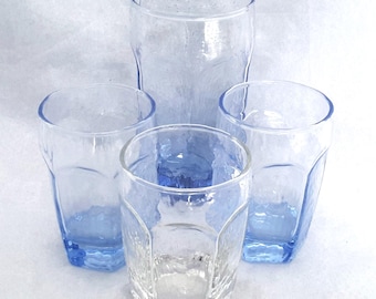 Vintage Libbey CHIVALRY Glassware ~ Assorted Choice of Blue or Clear Drinking Glasses ~Textured Six Panel Drinkware
