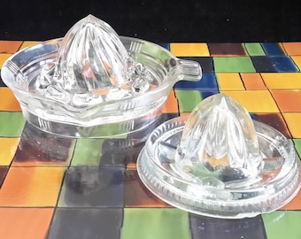 Glass Juicer Citrus Reamer Squeeze Juice From Oranges, Lemons, Or Limes- Jar Top Model Strains Juice Directly Into Cup. Vintage Kitchen Help