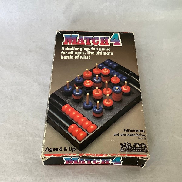 1988 Hilco MATCH 4 Game~ A Challenging Fun Game For All~ The Ultimate Battle Of Wits~ The Original 3D Easy To Play Highly Addictive Game