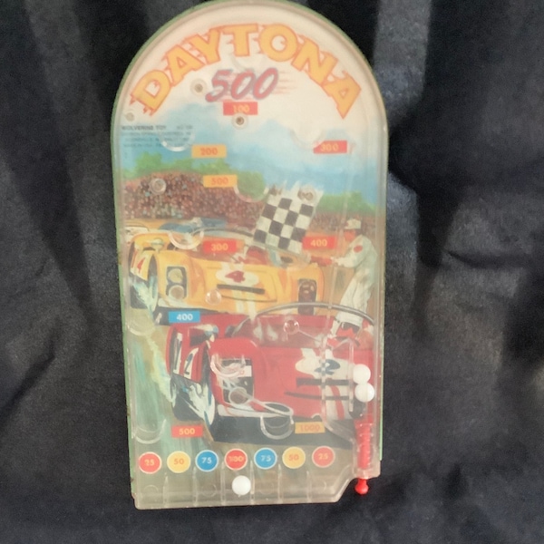 Daytona 500 #2 Car Pin Ball Game Boogity Boogity Lets Go Racing! Wolverine Toy #144 Hand Held Pull Back Spring Action Marble Toy NASCAR