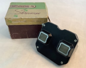 Zabytkowy stereoskop Sawyer's Viewmaster ~ Czarny bakelit Model C View-Master ~ Stereoskopy w naturalnych kolorach ~