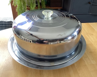 Vintage Shiny Chrome Cake Carrier~ Display Your Baked Creations On This  Stylish Spinning Mid-Century Cake Stand~ Turntable Cake Or Pie Safe