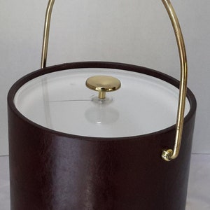 ELEGANCE by KraftWare ヴィンテージ ブラウン フェイクレザー 断熱アイスキーパー 蓋付き。クラシック MCM ワイン/シャンパン チラー 米国製