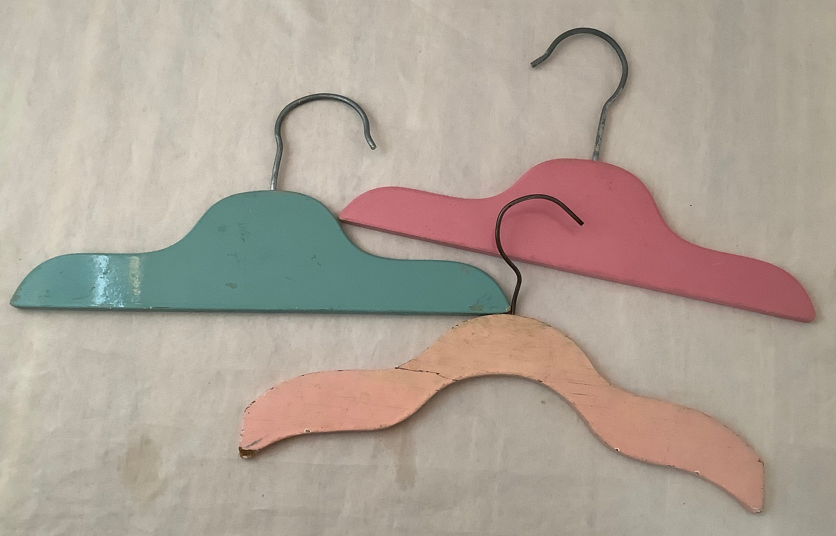 Vintage Kids Hangers Plastic Children's Boy Girl Pink Blue Seals Geese  Clowns